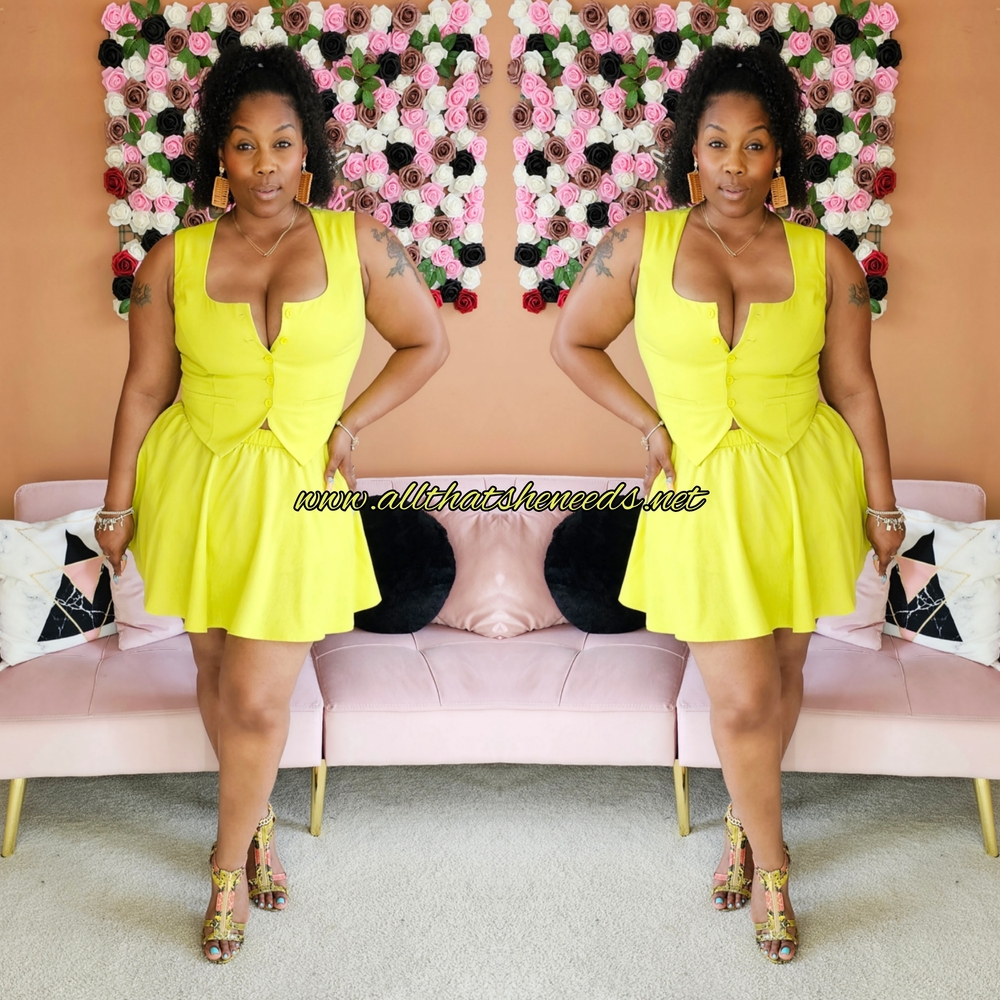Neon Mini Skirt Set